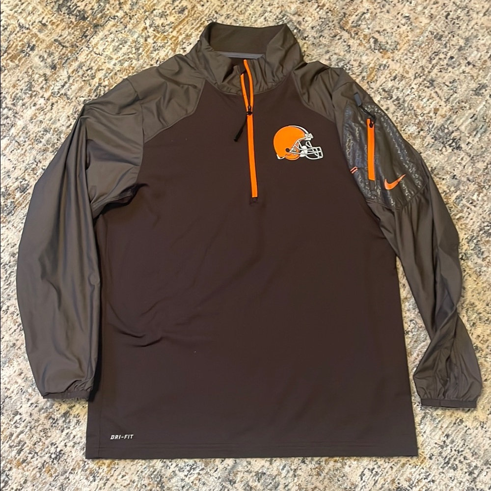 Nike Brown and Gray Pullover with Orange Logo